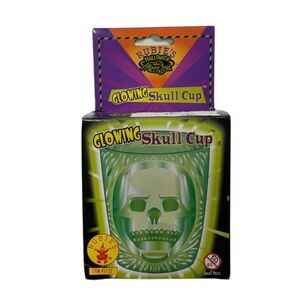 Rubie’s Glowing skull mug, plastic clear mug brand new never before used cup!